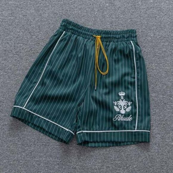 Rhude Jacquard Check Embroidered Logo Shorts Green - Picture 1 of 6